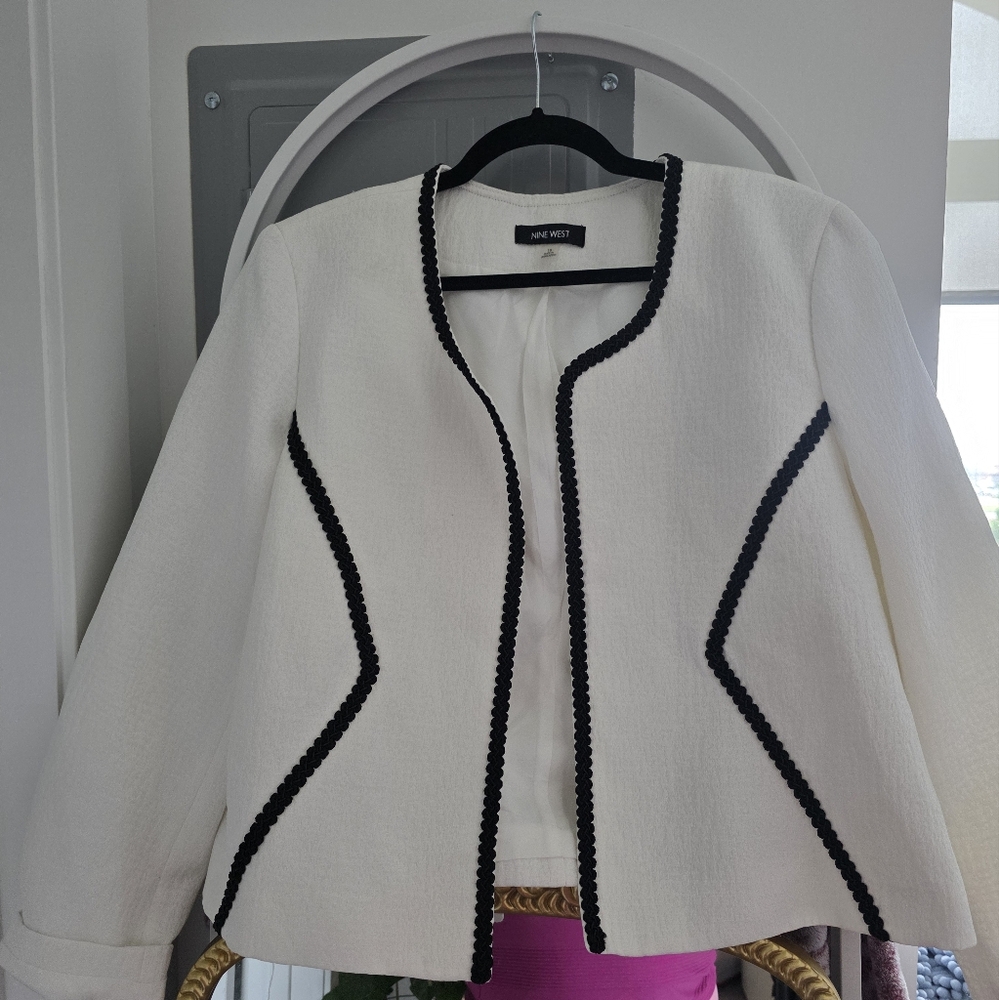 Chic White Jacket with Black Trim
